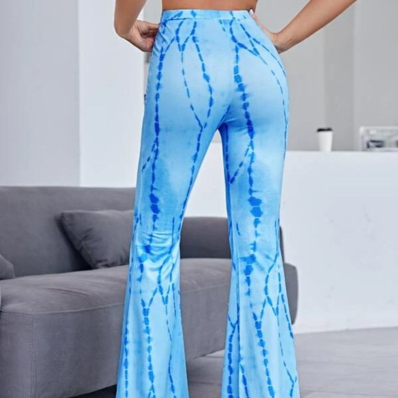 Blue/White Tie Dye Flare Pants in M and L - Picture 2 of 3